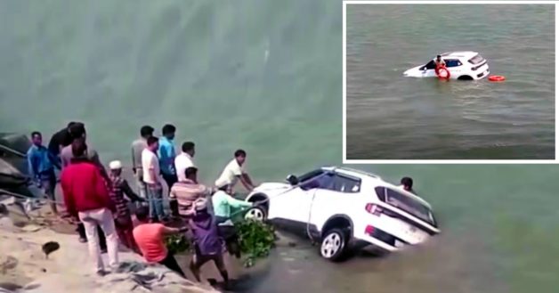 locals save army man & his hyundai venue from drowning in the brahmaputra 