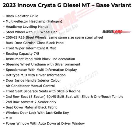 2023 toyota innova crysta g base variant at dealer – walkaround