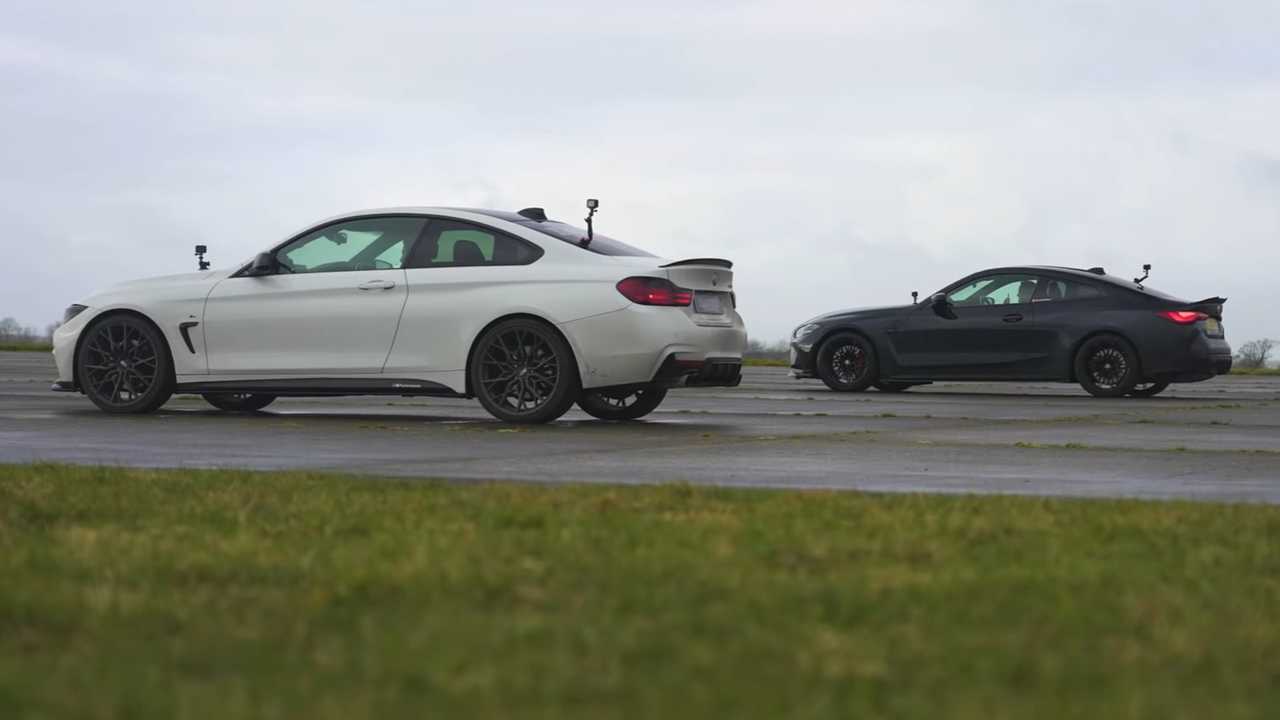 BMW 4 Series diesel versus BMW M4 in drag race