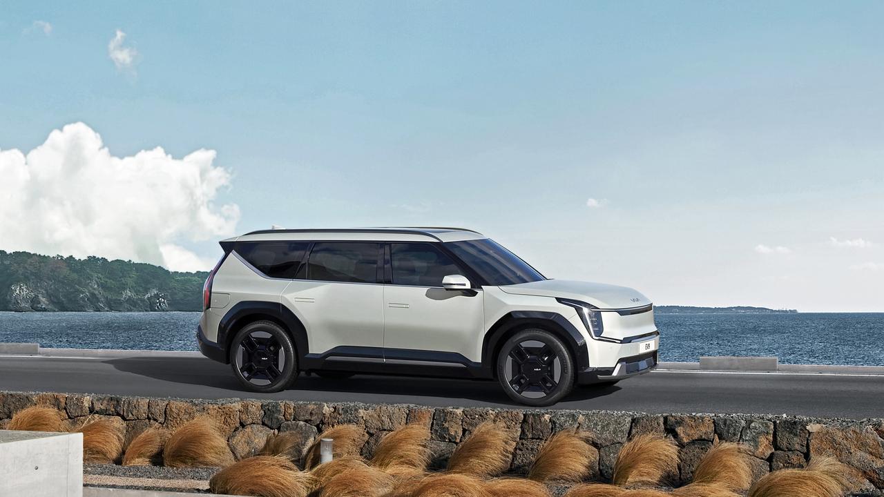 The EV9 is expected to land in showrooms later this year., The EV9 is likely to be the brand’s most expensive model yet., Technology, Motoring, Motoring News, 2023 Kia EV9 seven-seat electric SUV revealed