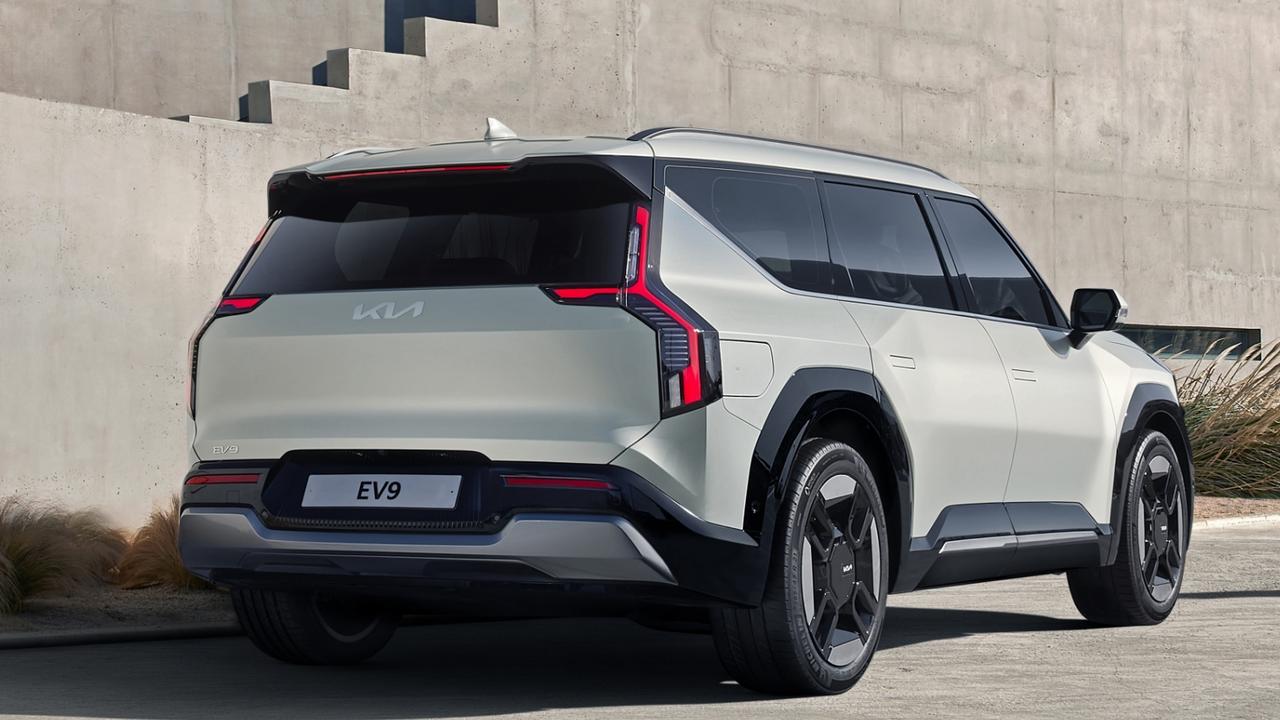 The EV9 has a boxy shape, which translates to lots of interior space., The EV9 is expected to land in showrooms later this year., The EV9 is likely to be the brand’s most expensive model yet., Technology, Motoring, Motoring News, 2023 Kia EV9 seven-seat electric SUV revealed
