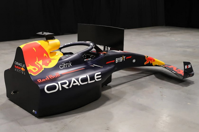 offbeat, motorsport, red bull rb18 driving sim made from actual red bull show car costs $120,000