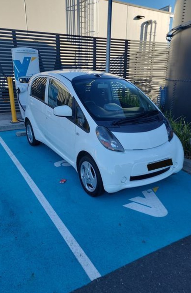 An EV parked at a charging point in Brisbane but not plugged in. Picture: Facebook, A row of EV chargers in Victoria blocked by cars. Picture: Facebook, Technology, Motoring, Hitech, You can’t park there, mate: Little-known fine over electric vehicle stations