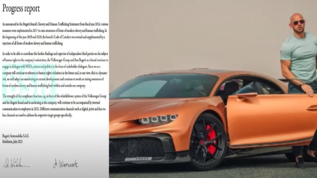 Andrew Tate’s Car Removed from Official Bugatti Instagram Page
