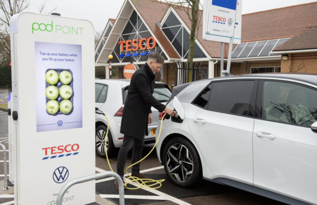 ev charging, ev infrastructure, fuel, commercial, tesco meets target of 600 stores with charge points
