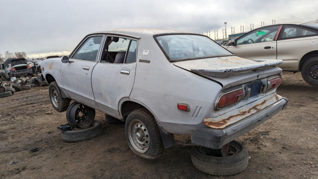 , 1975 datsun b210 sedan is junkyard treasure