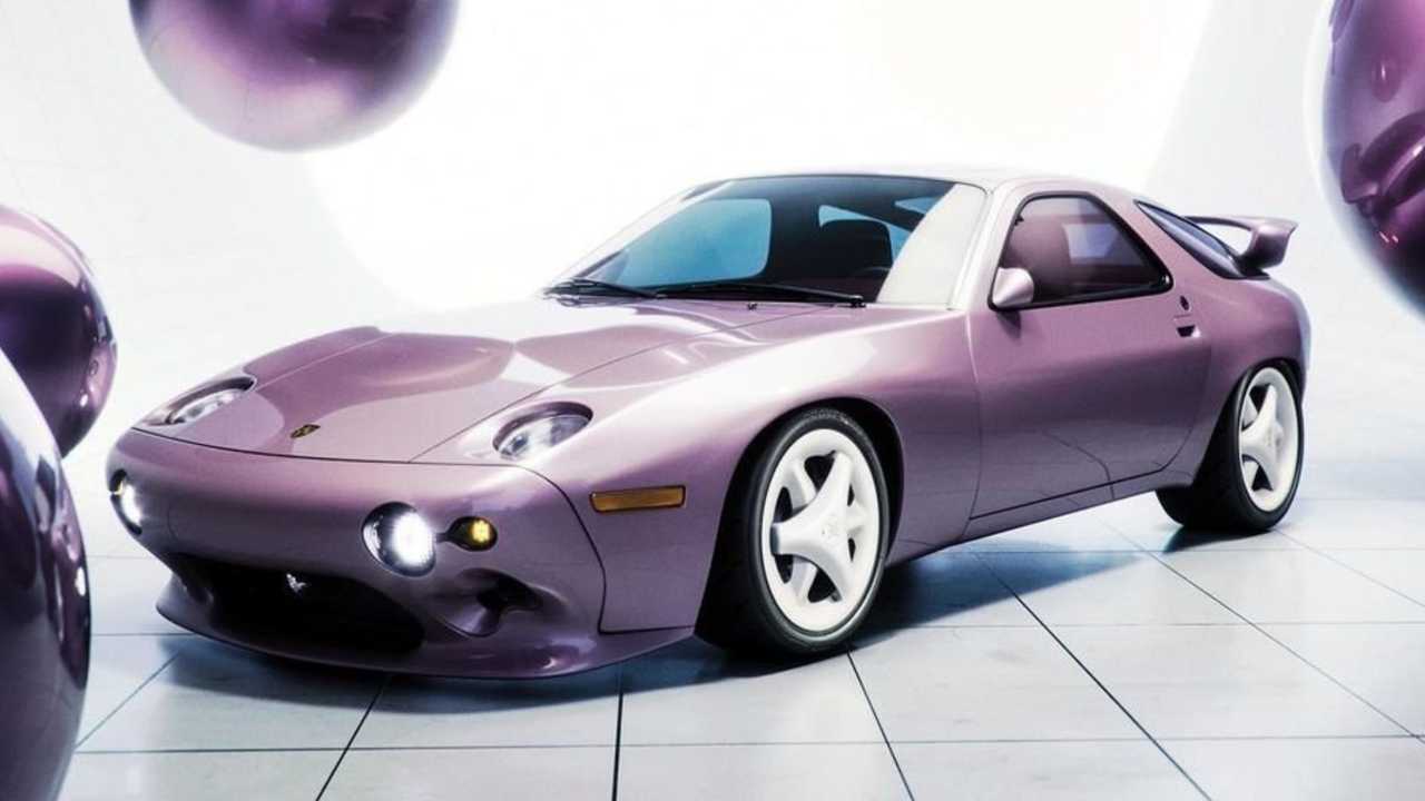 pastel porsche 928 pays homage to the early 2000s with lots of purple