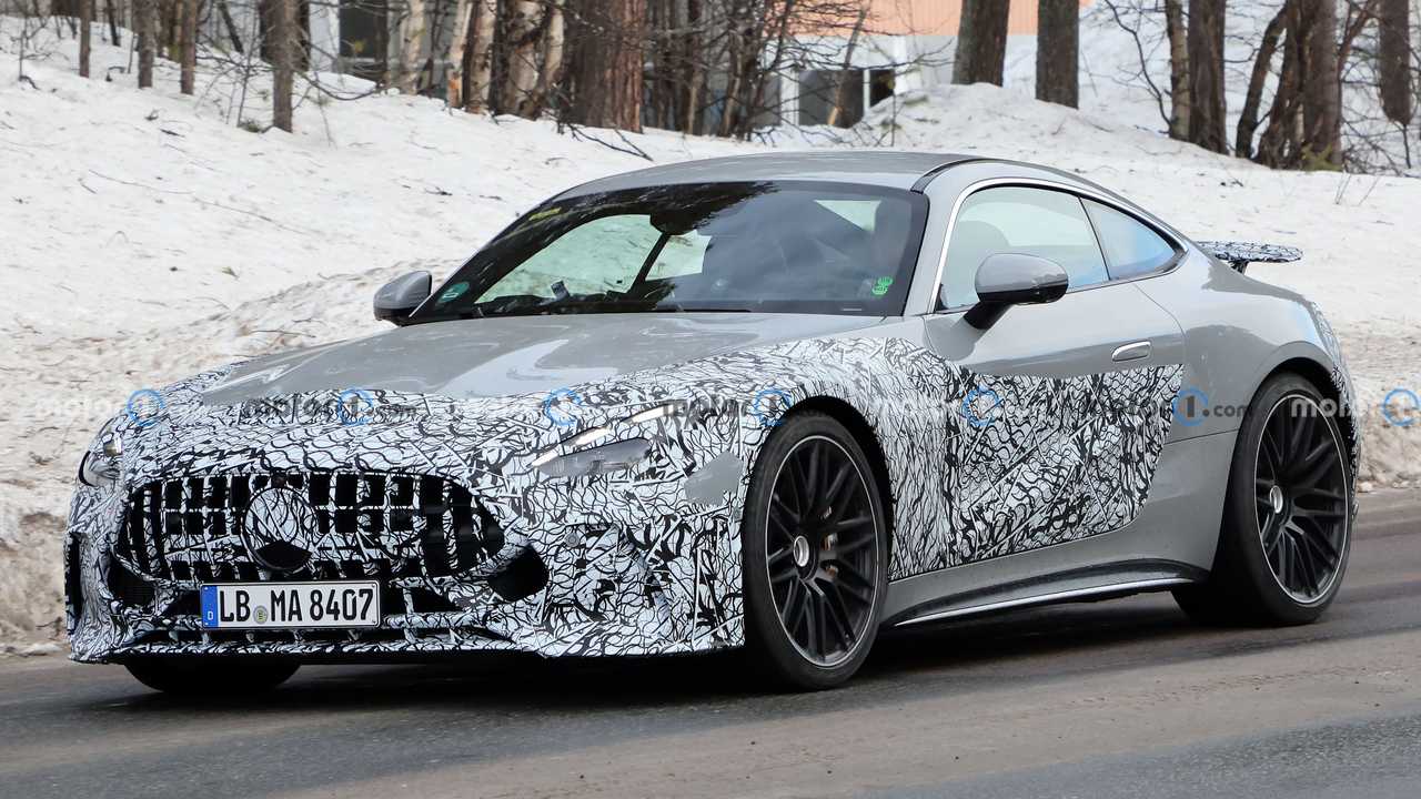 2024 mercedes-amg gt spied in gray could be s e performance first edition