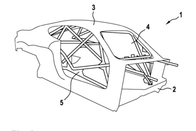 sports cars, patents and trademarks, porsche copies ford gt with new integrated roll cage design