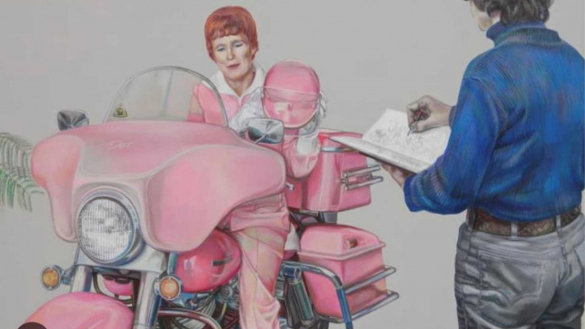 Motorcyclists Of The Seventies Paintings Join Crawford Auto Museum