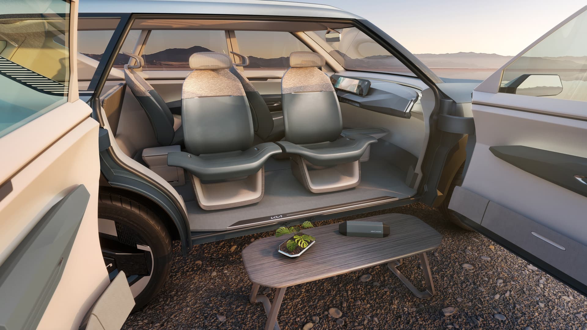 kia, kia ev5, ev, electric vehicles, enjoy the view with the kia ev5 concept’s swivel seats