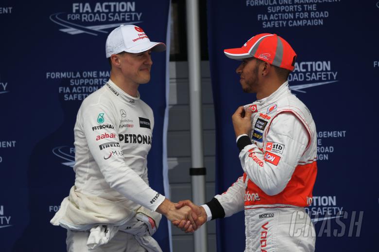 “lewis hamilton just about edges michael schumacher if they were both driving the same car”