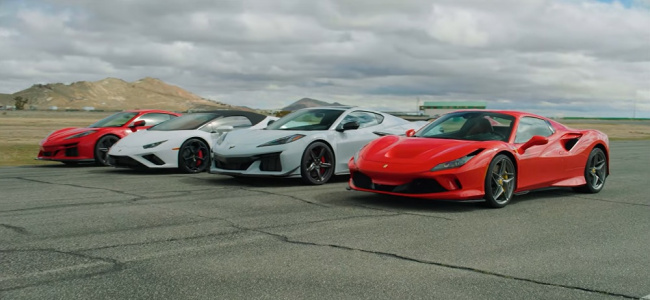 corvette, chevrolet corvette, chevrolet, corvette e-ray dominates a pair of italian supercars in a drag race