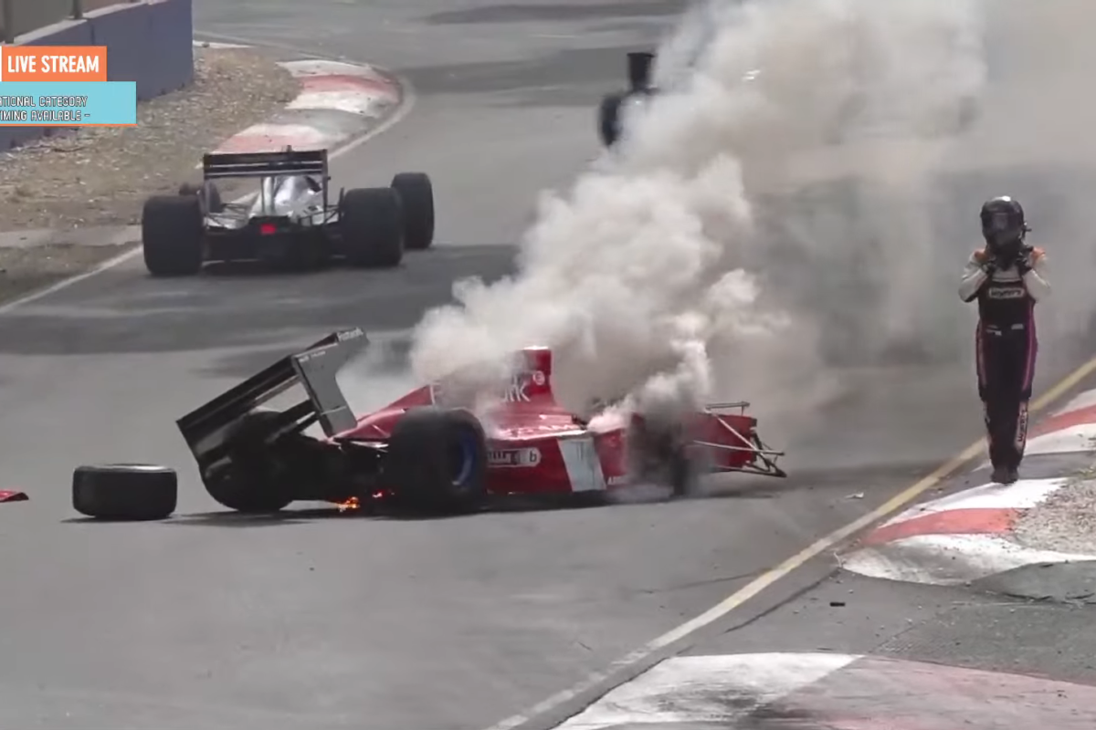 Footwork F1 car crashed at Adelaide Motorsport Festival