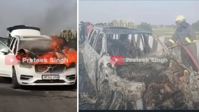Moving Volvo XC90 SUV Catches Fire on Delhi-Meerut Highway
