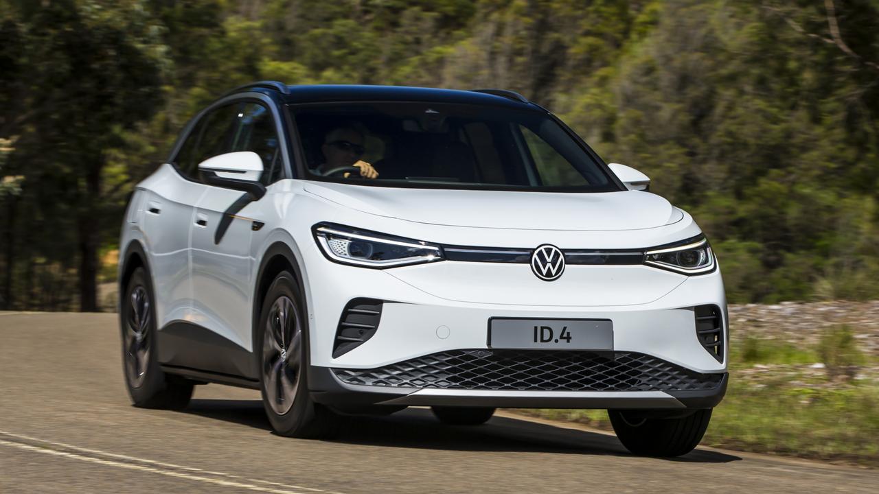 VW has stated they plan to have price parity with teh ID.4 and Tiguan SUVs., A Volkswagen ID.4. Prototype vehicle was recently in Australia for testing., The original ID.3 has been on sale in Europe for a number of years., It’ll have a roomy and tech-focused cabin., There will be a tradie focused version, too., The Volkswagen ID.Buzz has cool retro styling., Technology, Motoring, Motoring News, Volkswagen to launch five new electric cars