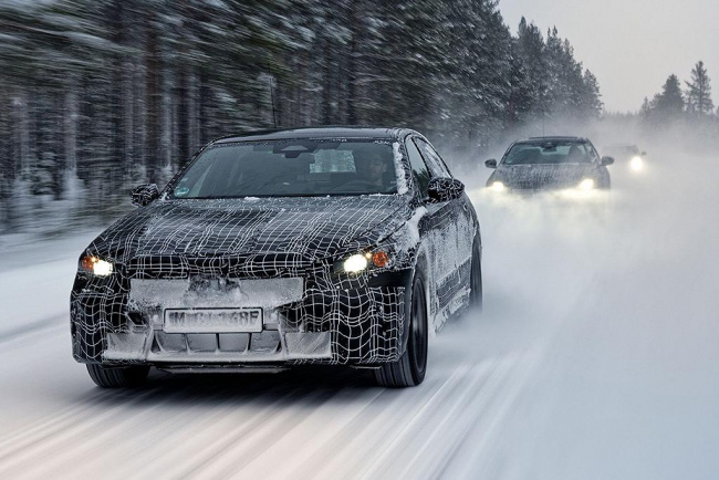 5 series, car news, sedan, electric cars, prestige cars, new 2024 bmw i5 shown winter testing