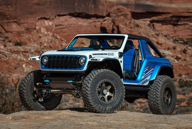 jeep easter safari 2023 concepts: wrangler magneto 3.0, retro cherokee and wagoneer camper revealed