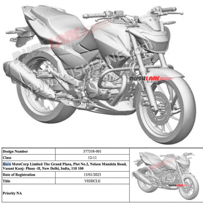 new hero motorcycle design patent leaks – hunk 200cc to rival pulsar, apache?