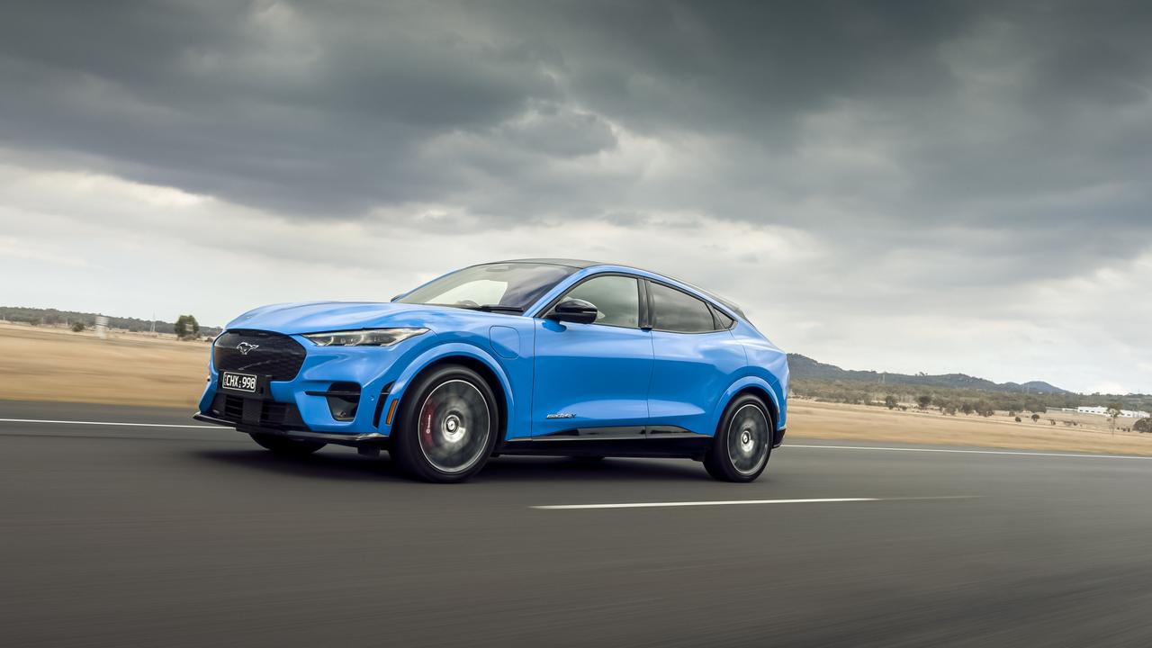Some variants have a range close to 600km., Dual motor versions are fast, easily eclipsing V8-powered Mustang sports cars., Prices should start between $70,000 and $80,000 for the Mustang Mach-E., Technology, Motoring, Motoring News, 2023 Ford Mustang Mach-E confirmed for Australia