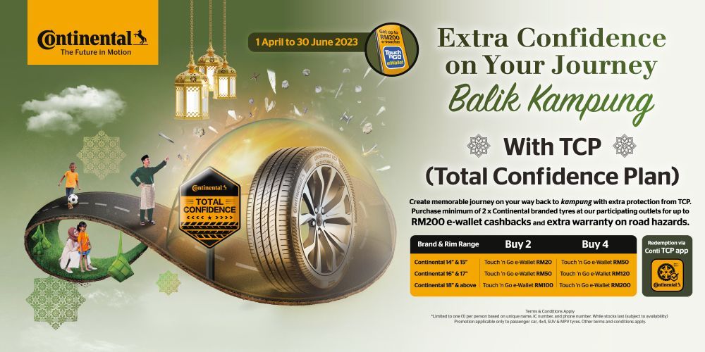 auto news, continental, continental tyre malaysia, continental tyre malaysia hari raya campaign 2023, continental tyre malaysia tcp plan, continental tyre malaysia warranty plan, free tng e-wallet credits when you buy continental tyres - until 30 june 2023