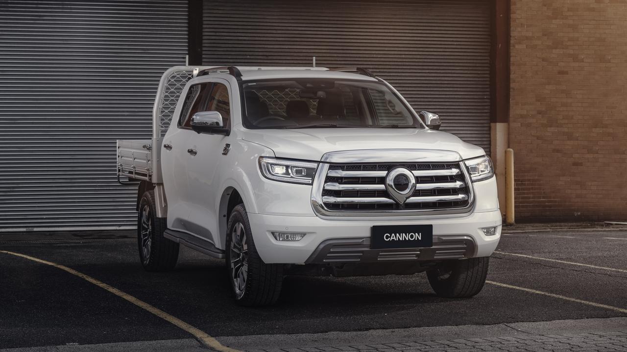It can tow 3000kg and has a payload of more than one tonne., The cabin has plenty of standard equipment., The four-wheel drive version is more than $10,000 cheaper than the equivalent Toyota HiLux., The 2023 GWM Cannon cab chassis starts at $36,990 drive-away., Technology, Motoring, Motoring News, 2023 GWM Cannon-CC dual cab ute confirmed for Australia