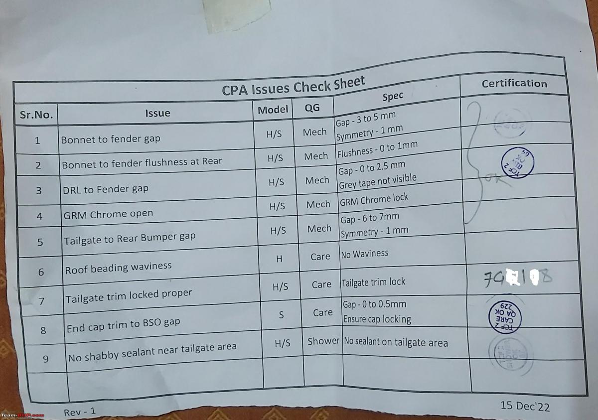 Found a factory QC checklist in my Tata Safari. What could it mean?, Indian, Tata, Member Content, Tata Safari, Tata Harrier, quality control