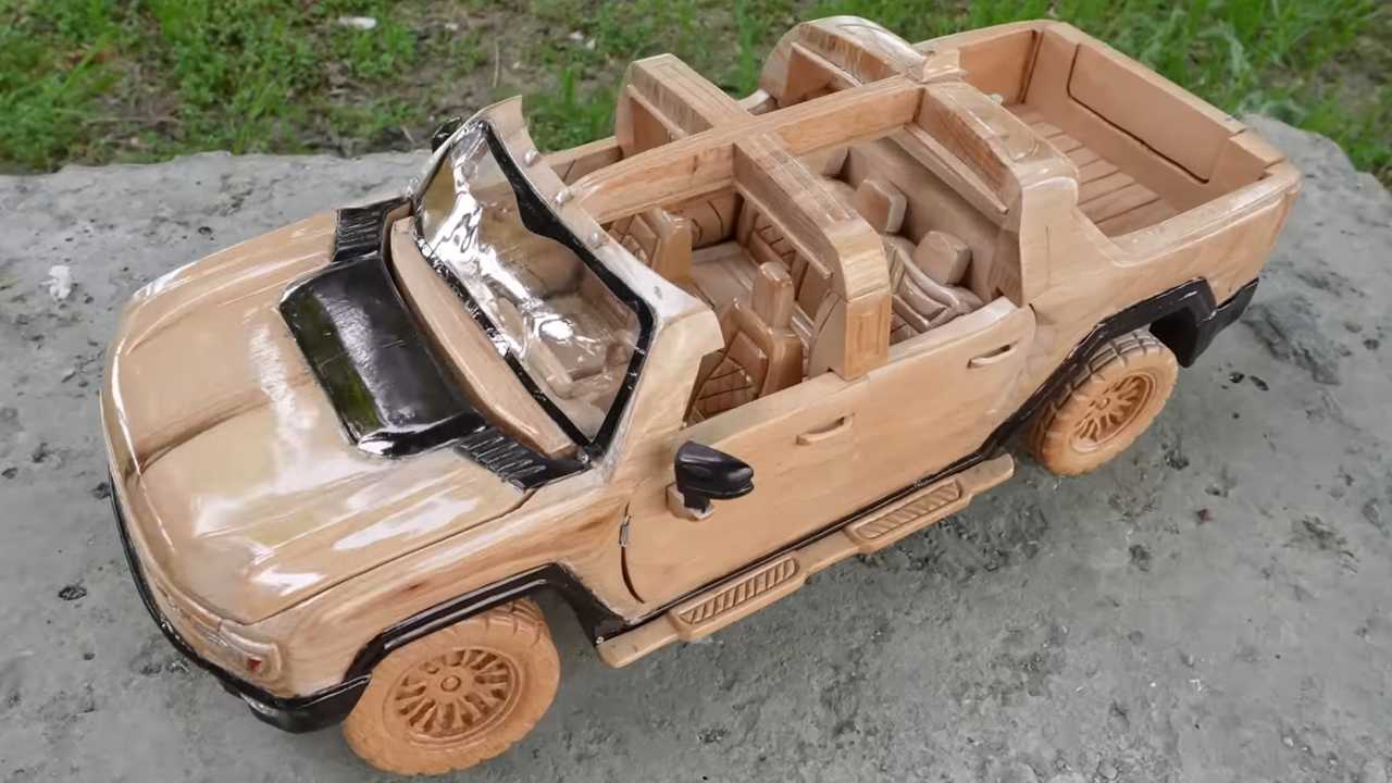 GMC Hummer EV wood carving video.