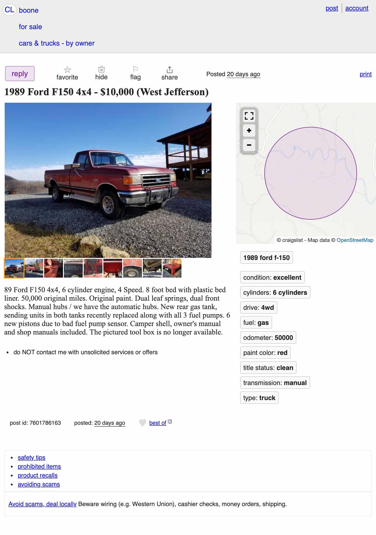 at $10,000, is this 1989 ford f-150 4x4 a square deal?