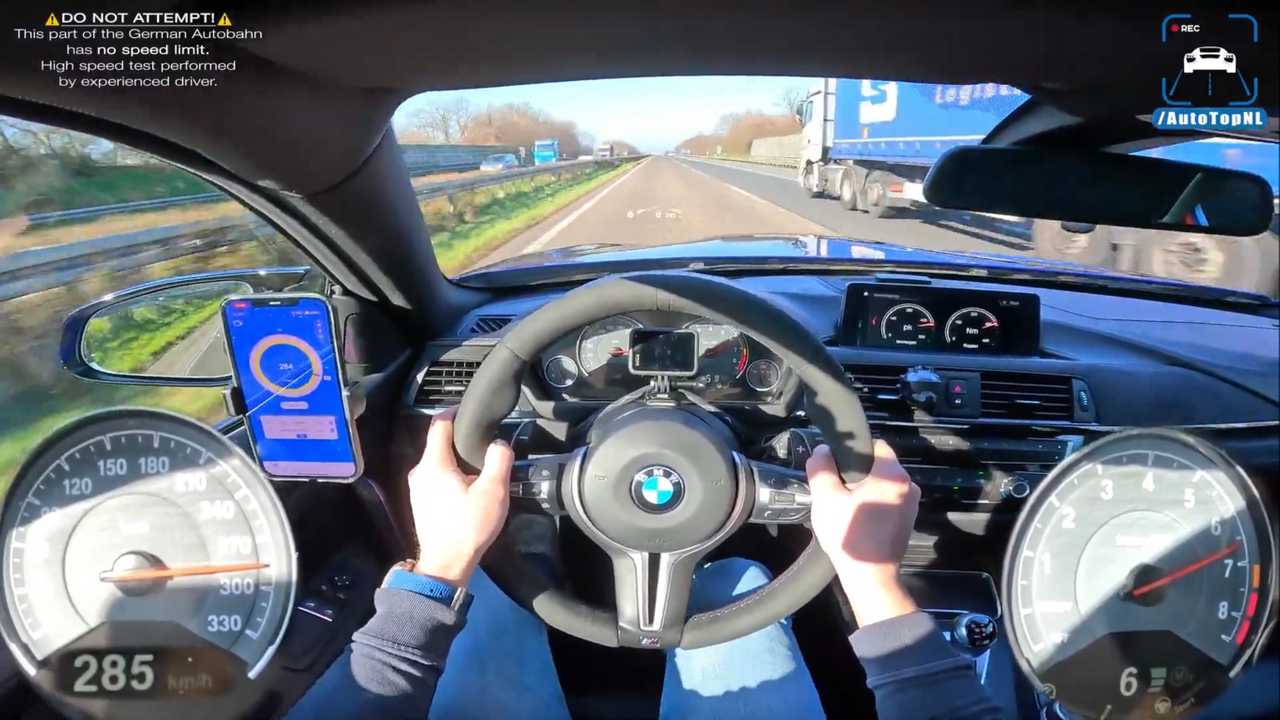 Watch BMW M4 CS blast down Autobahn at top speed. 