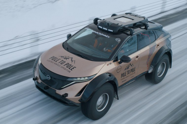 electric car news and features, how the new nissan ariya is powering the epic pole to pole electric vehicle expedition