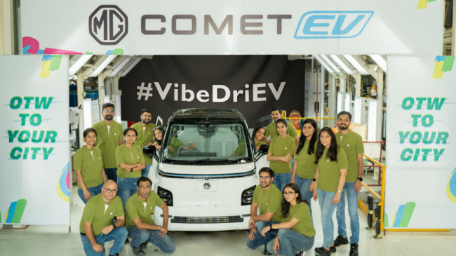mg, mg motors', mg motors india, mg comet, mg comet ev, mg comet interiors, mg cars, mg comet battery, mg comet features, mg smart ev, mg hatchback, mg ev, mg comet images, , overdrive, mg motor india rolls out first comet ev and mark the beginning of production