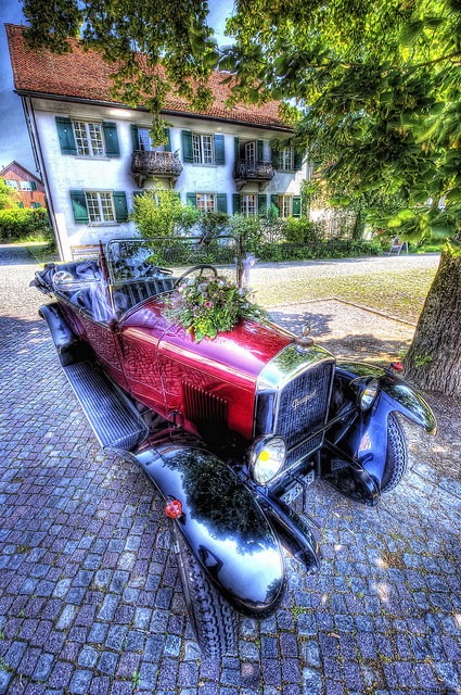The Red Vintage Car Planter, old car, vintage car