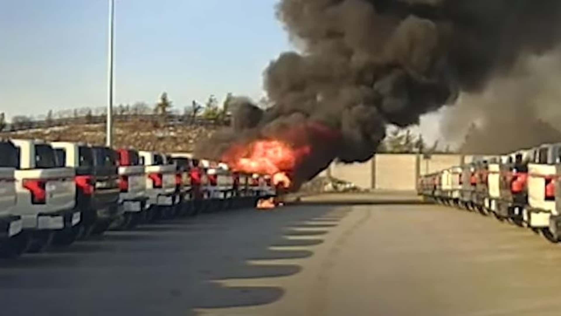 watch police video of ford f-150 lightning fire that caused recall
