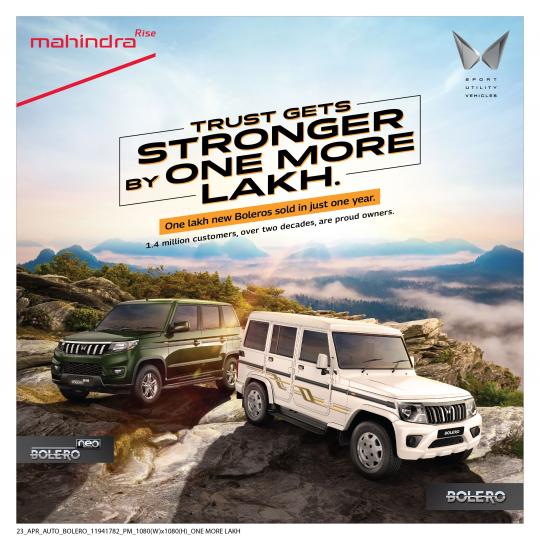 Mahindra sells over 1 lakh Bolero SUVs in FY2023, Indian, Mahindra, Sales & Analysis, Bolero Neo, Bolero, Sales, Milestone
