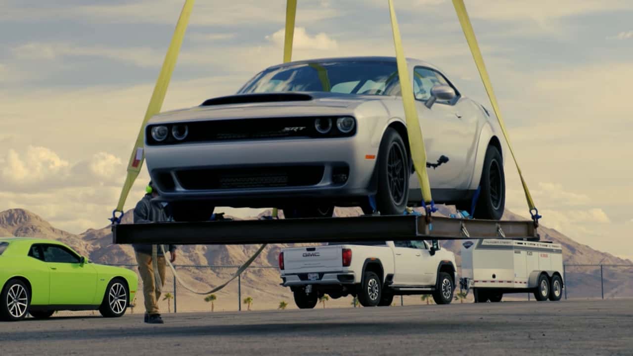 dodge demon 170 front in the air.
