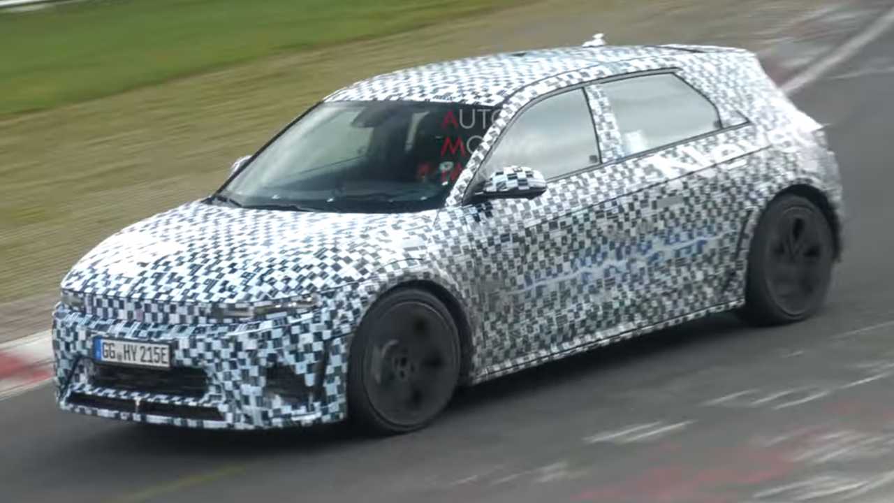 Hyundai Ioniq 5 N spied on video at Nurburgring. 