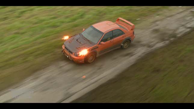 what’s going on with the subaru in the twisted metal trailer?