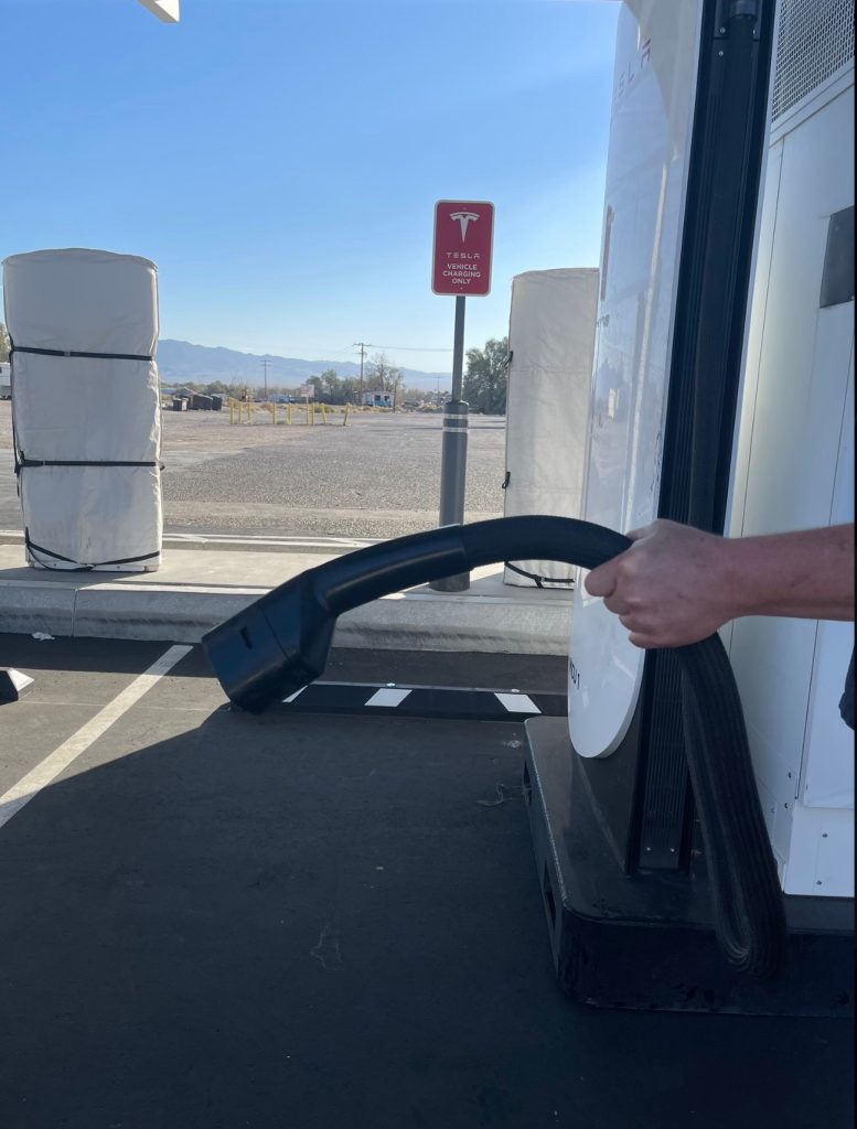 close look at tesla’s massive megacharger for its tesla semi electric truck