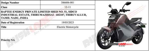 raptee electric bike design patent – ultrviolette f77 rival