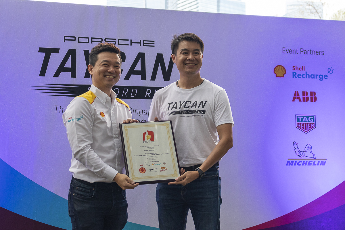 a porsche taycan makes a record run from thailand to singapore