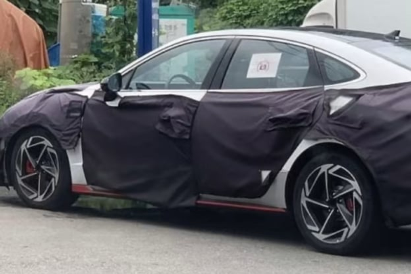 spy shots, sports cars, hyundai sonata n rumors sparked by camouflaged prototype