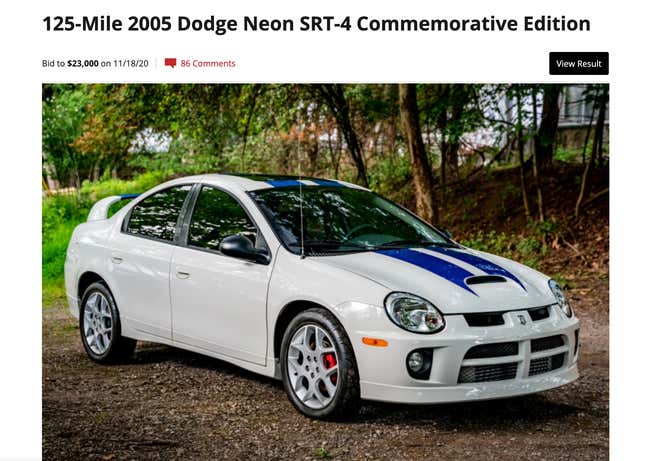 someone might have paid too much for this low mileage dodge neon srt-4