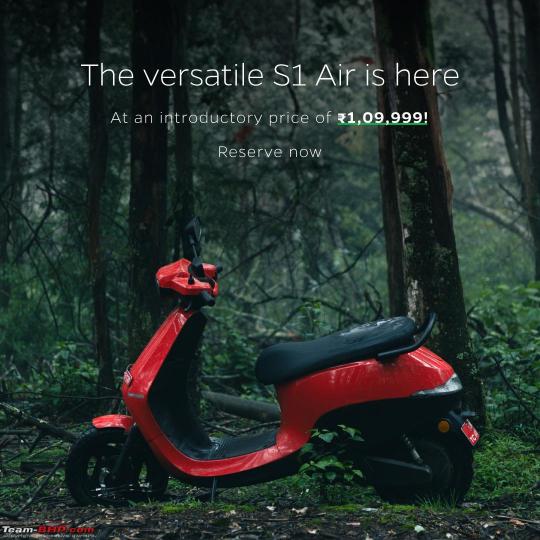 Ola S1 Air bookings to open on July 28, Indian, 2-Wheels, Ola Electric, S1 Air, Electric Scooter