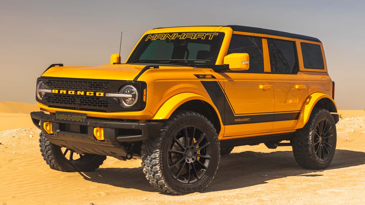 ford bronco tuned to 421 hp by manhart, gets 22-inch wheels