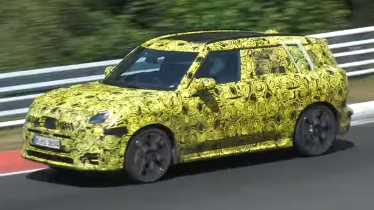 New, next-generation Mini Countryman is spied at the Nurburgring race track. 