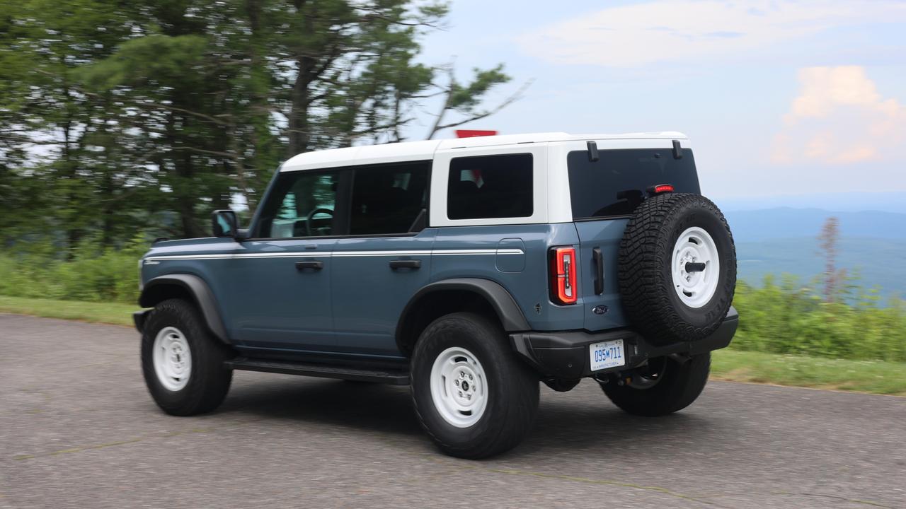 Ford’s Bronco has huge tyres for off-road adventures., Bronco customers can remove the doors and roof to experience the elements., Ford’s Bronco Heritage Edition delivers retro vibes., Technology, Motoring, Motoring News, Ford Bronco four-wheel-drive tested