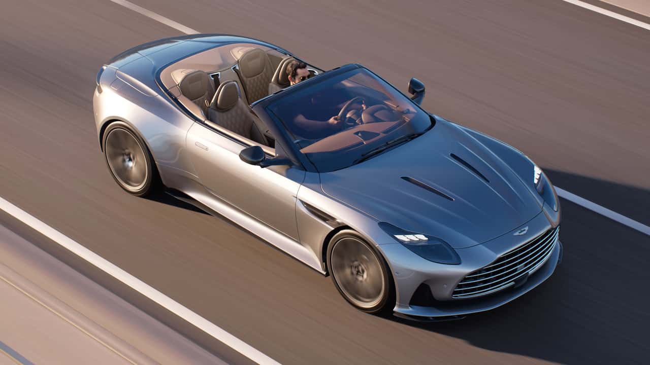 aston martin db12 volante debuts with fabric roof featuring eight layers