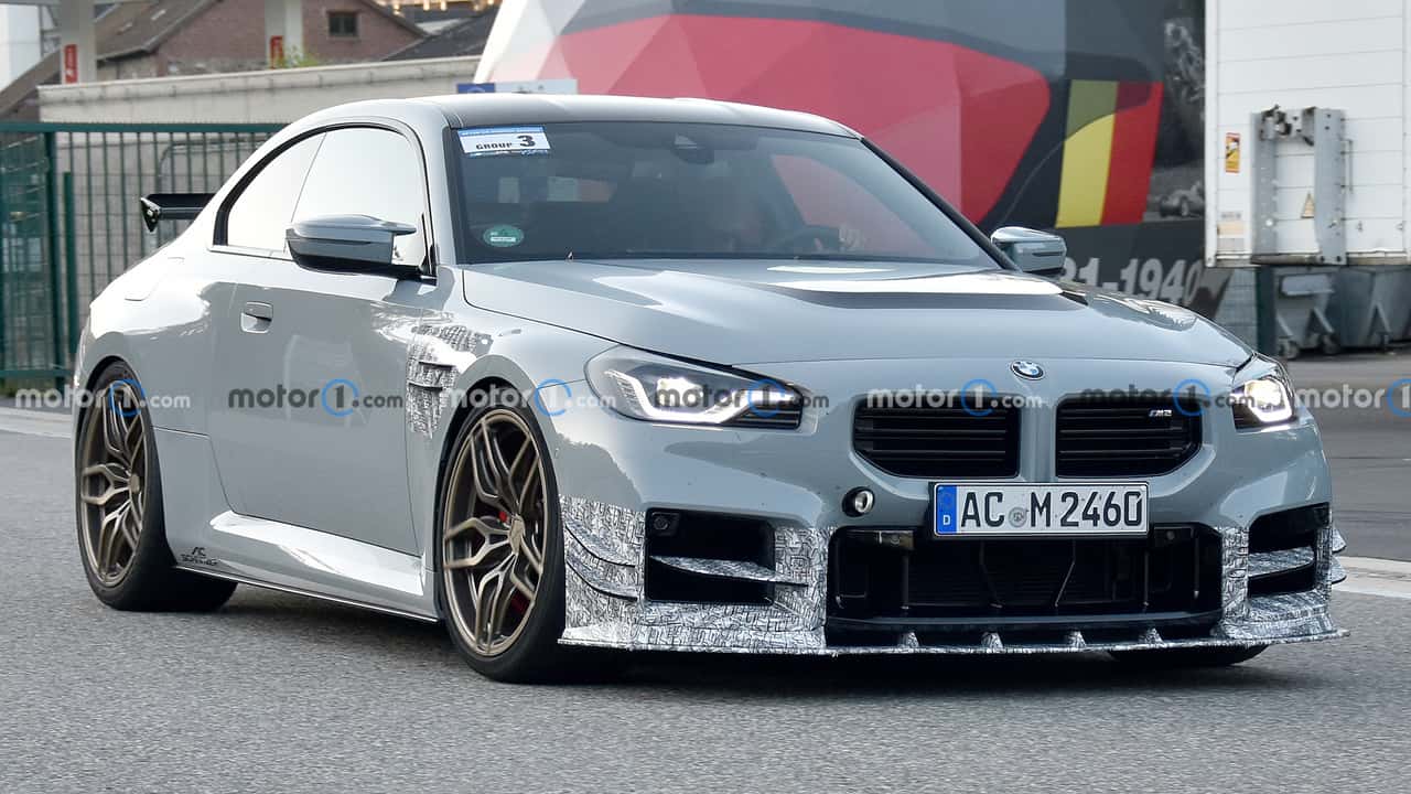 bmw m2 spy shots catch hot ac schnitzer variant with big wing, dive planes