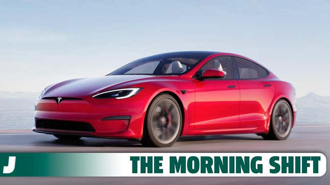 A red 2023 Tesla Model S.